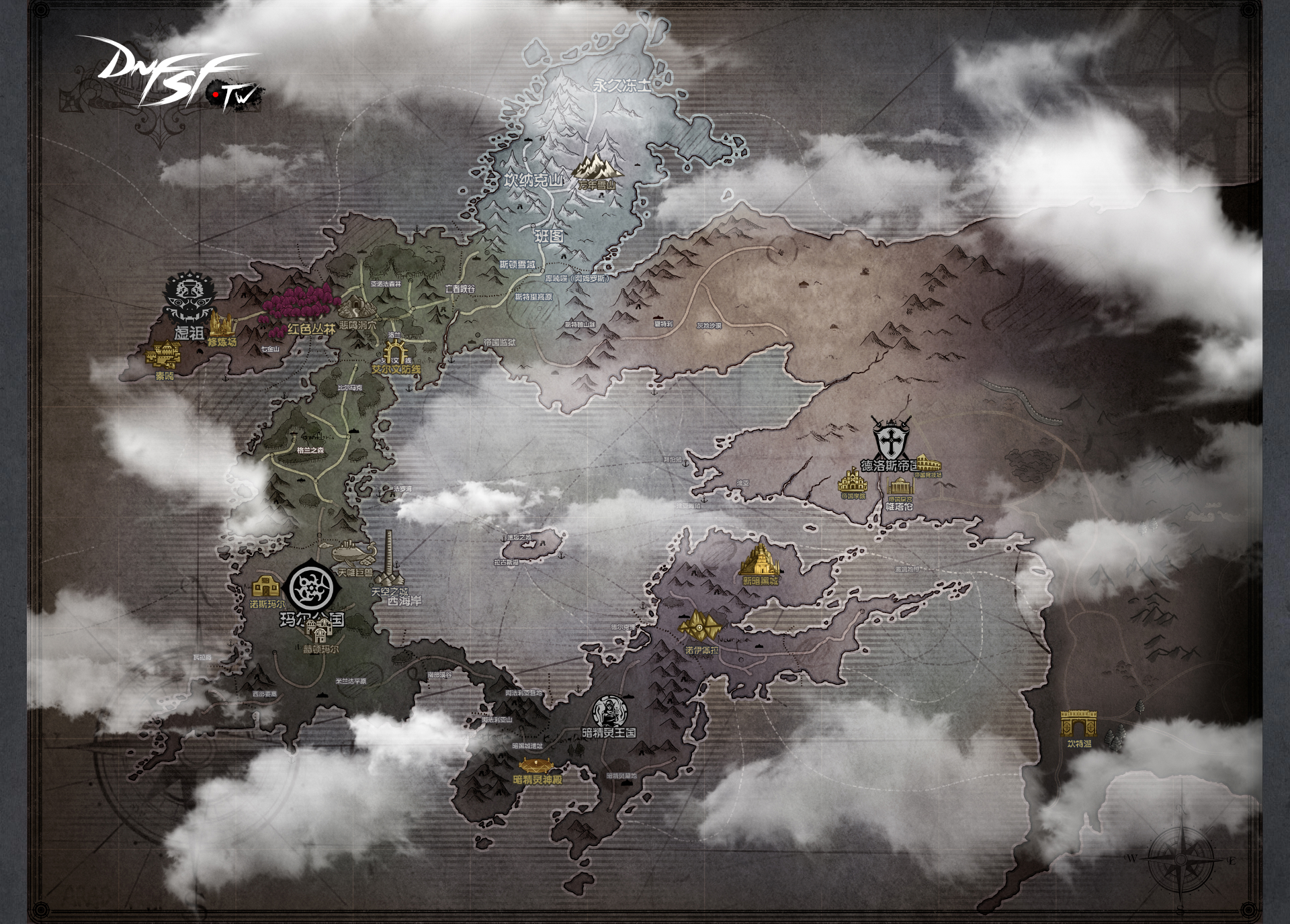 DNF游戏世界观地图背景